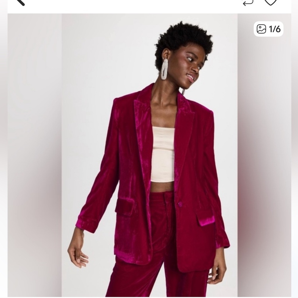 Anthropologie Velvet Blazer in Deep Pink